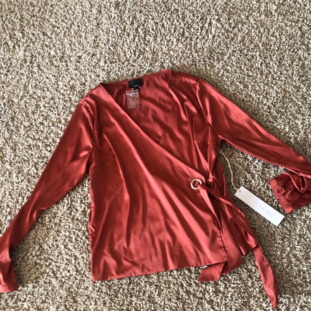 100% polyester wraparound blouse